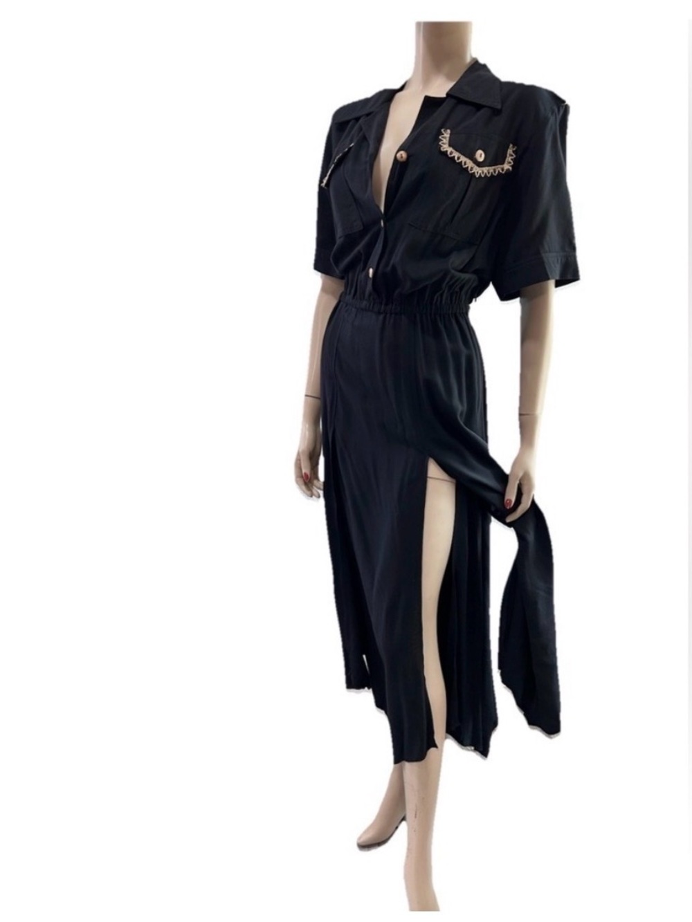 d.Frank Black Maxi Dress with Gold Accents
